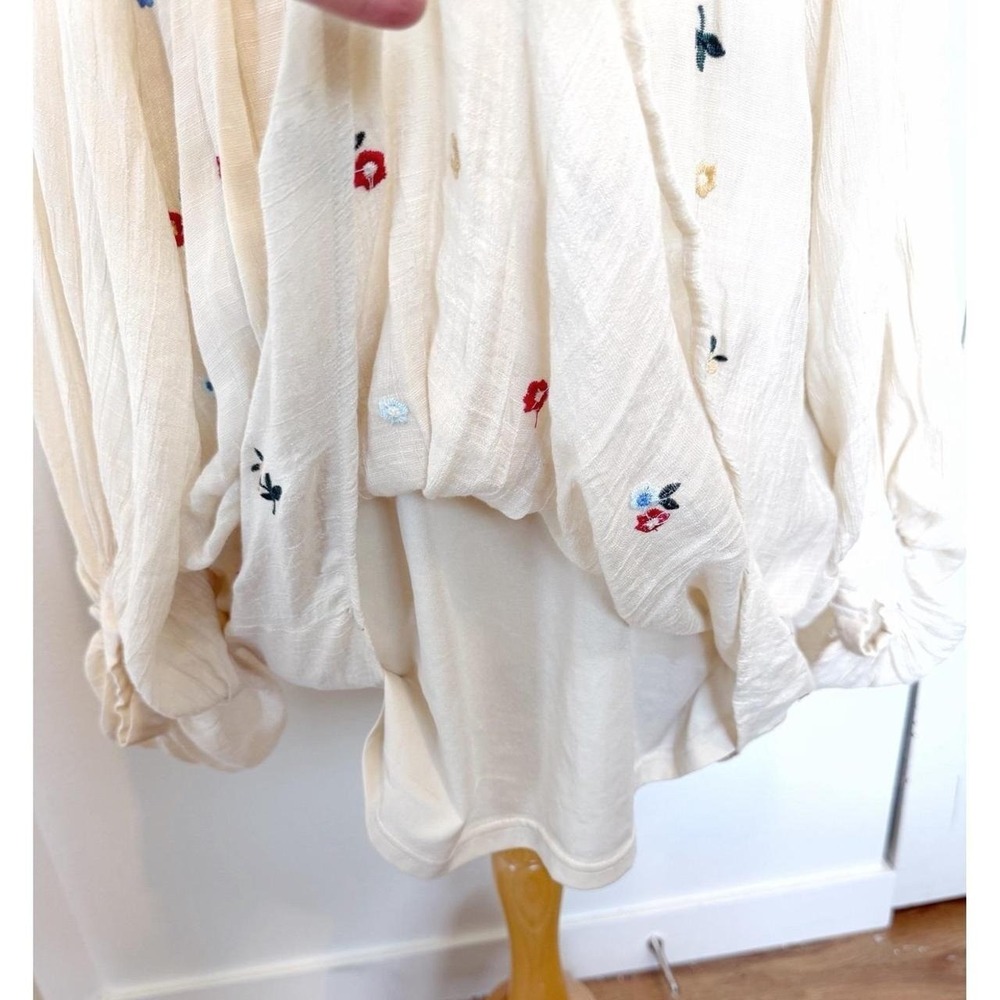 Umgee NWOTWomen's Size M Ivory Floral Embroidered Knee legnth Dress boho chic - Picture 5 of 10